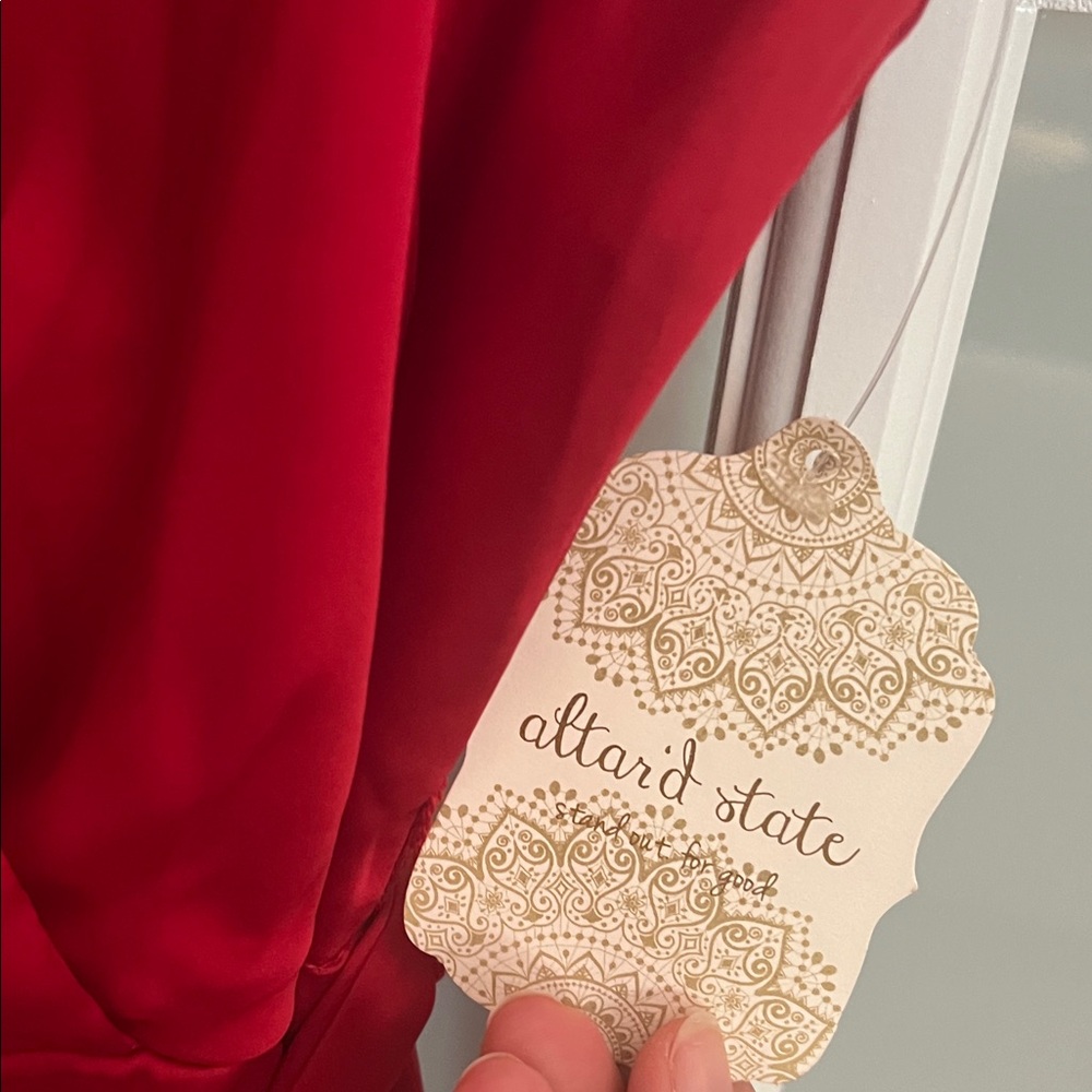 Altar'd State Vibrant Red Wrap Mini Dress - Picture 3 of 6